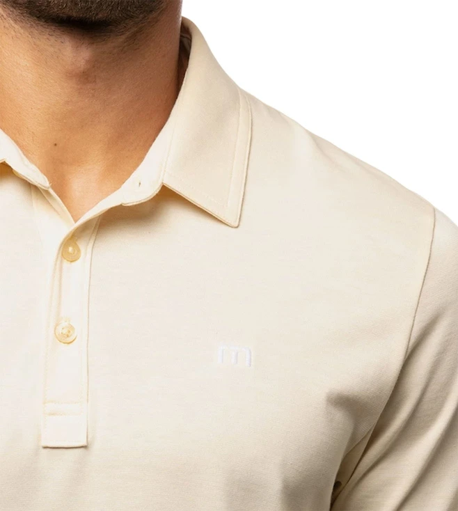 TRAVIS MATHEW Heather Pale Banana The Zinna Classic Fit Polo T-Shirt - Image 3
